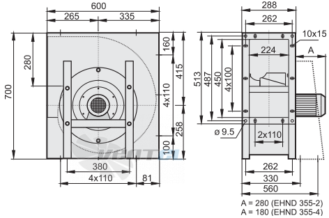 Rosenberg EHND 355-4 R - описание, технические характеристики, графики